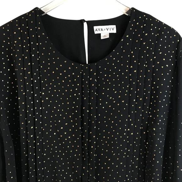 Ava &Viv Black & Gold Print Tunic Top Size 2X - Picture 2 of 8